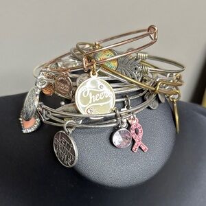 Bundle of 9 Alex and Ani Charm Mix Brand Adjustable Bracelet Lot